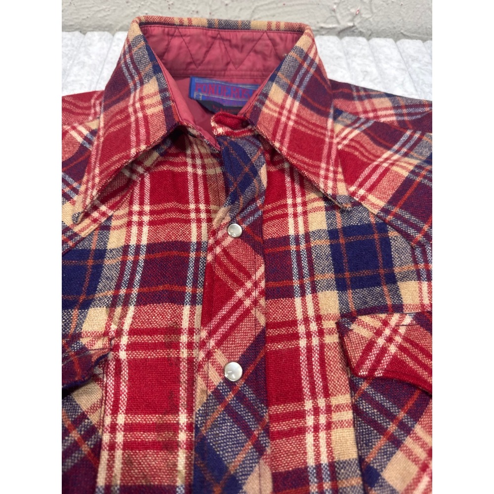 Vintage Ponderosa by Bardon Mens Plaid Wool Blend Western Pearl Snap Shirt Red M